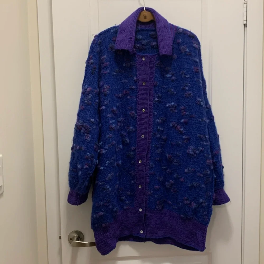 Vintage Handmade oversized reversible wool cardigan - Picture 2 of 10